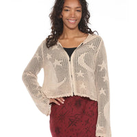 Celestial Lacy Cropped Zip Hoodie