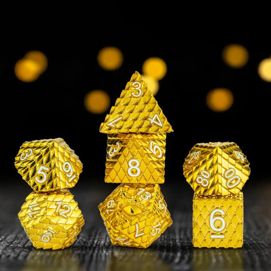 D&D Officially Licensed Dragon Scale Metal Dice Set: Gold