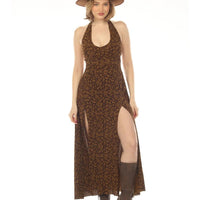 Leaf Print Tie Back Dress