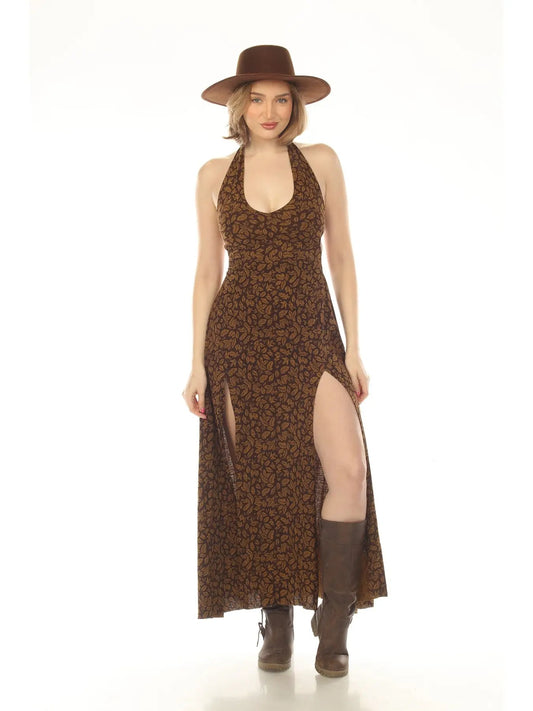 Leaf Print Tie Back Dress