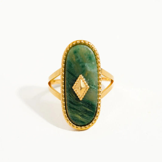 Dakota Non Tarnish Adjustable Ring with Natural Stone