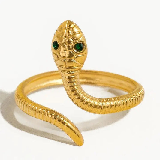 Echidna Non-Tarnish Adjustable Serpent Ring