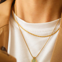 Dax 18K Gold Non-Tarnish Natural Stone Necklace