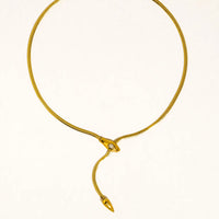 Gildora 18K Gold Non-Tarnish Serpent Y Lariat Necklace