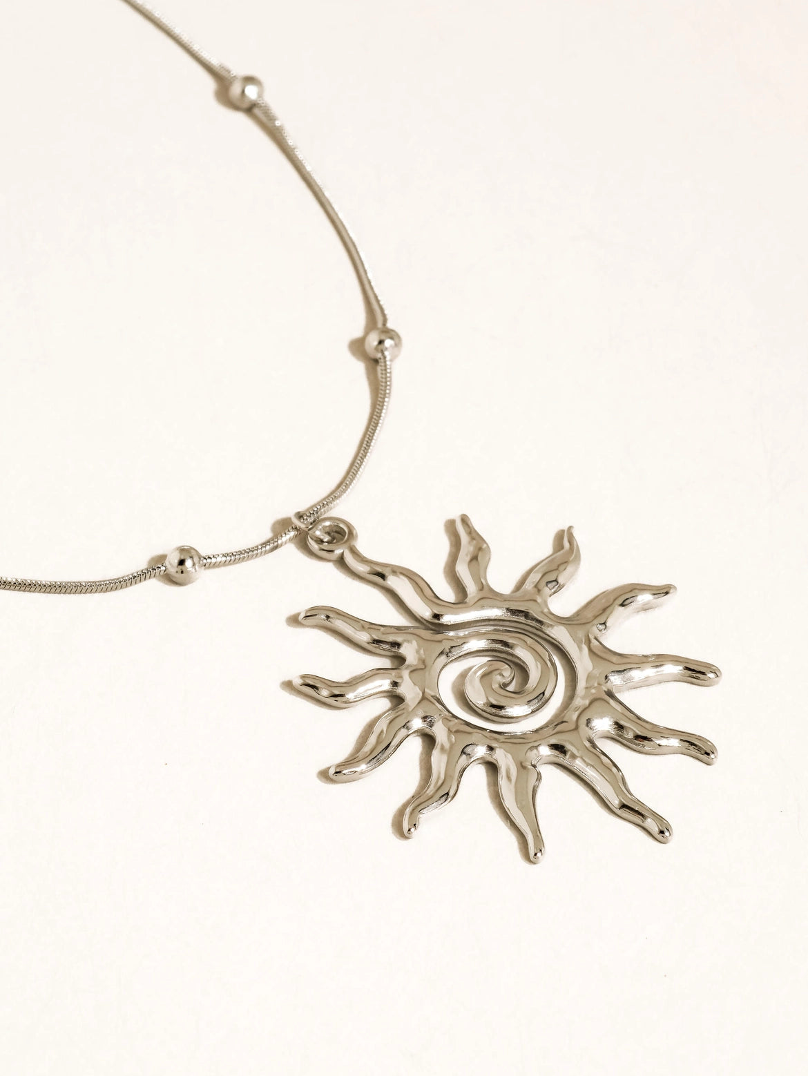 Taiyo 18K Silver Sun Necklace