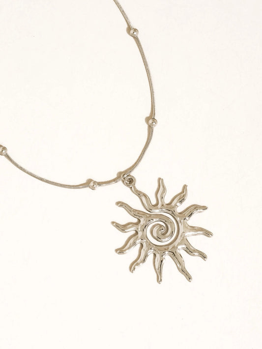 Taiyo 18K Silver Sun Necklace
