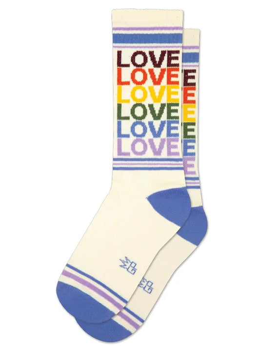 Love Vintage Rainbow Ribbed Crew Socks