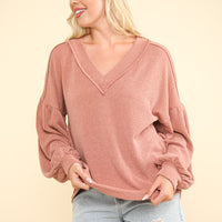 Long Sleeve Waffle Knit Top