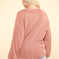 Long Sleeve Waffle Knit Top