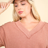 Long Sleeve Waffle Knit Top