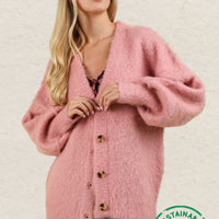 Oversized Soft Mohair Button Down Cardigan