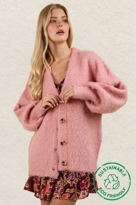Oversized Soft Mohair Button Down Cardigan
