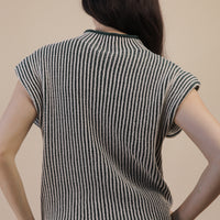 Two Tone Ribbed Knit Sweater Vest