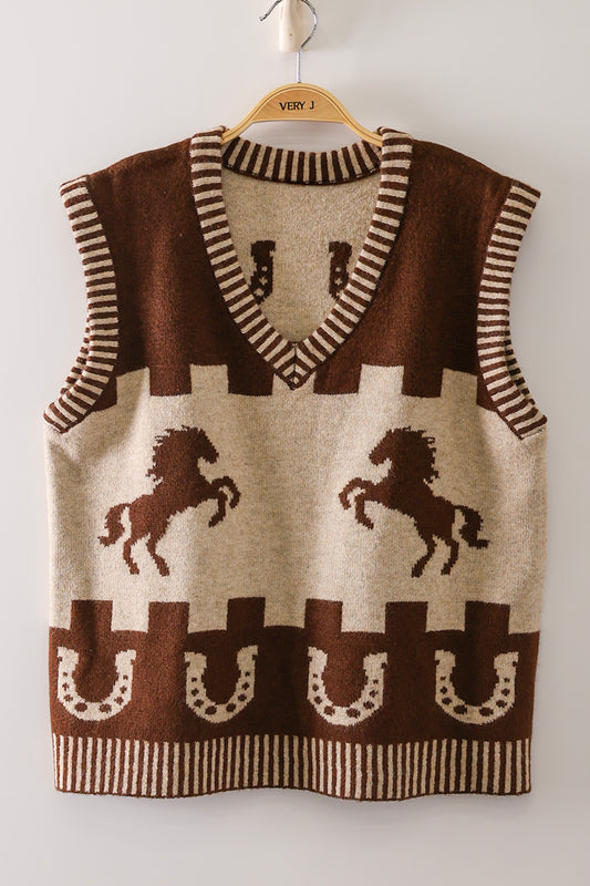 Western Horse Sweater Vest