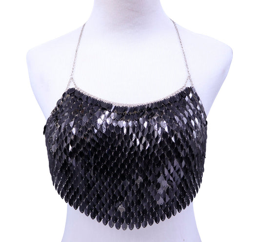 Leaf Halter Top - Black