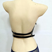 Leatherette Belt Choker And Waist Harness