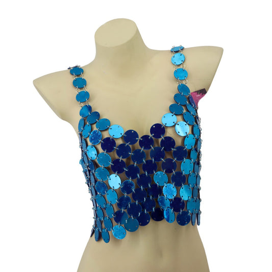 Axul Reflective Coin Chain Halter Top