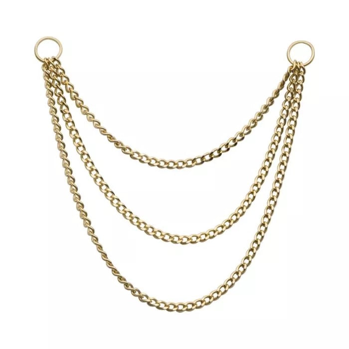 3 Tier 32mm / 44mm / 56mm Curb Chain 14Kt Gold