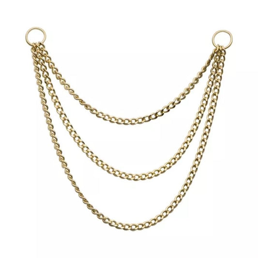 3 Tier 32mm / 44mm / 56mm Curb Chain 14Kt Gold