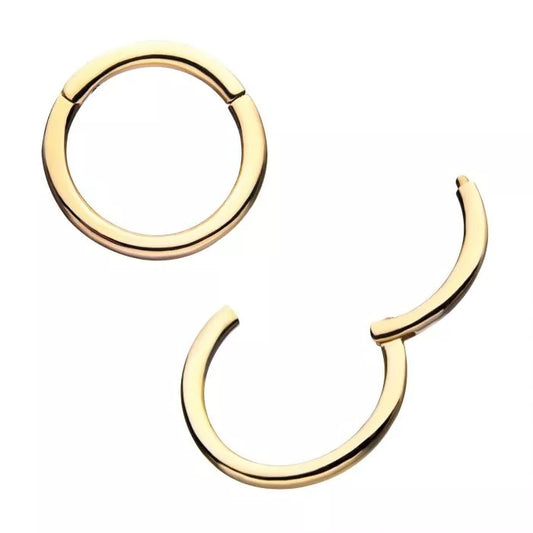18g 7mm 14Kt Yellow Gold Basic Hinged Hoop