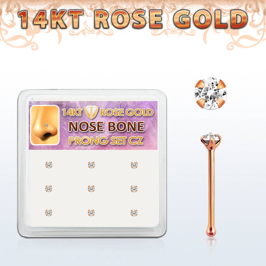 14karat Rose Gold Nose Bone Studs.