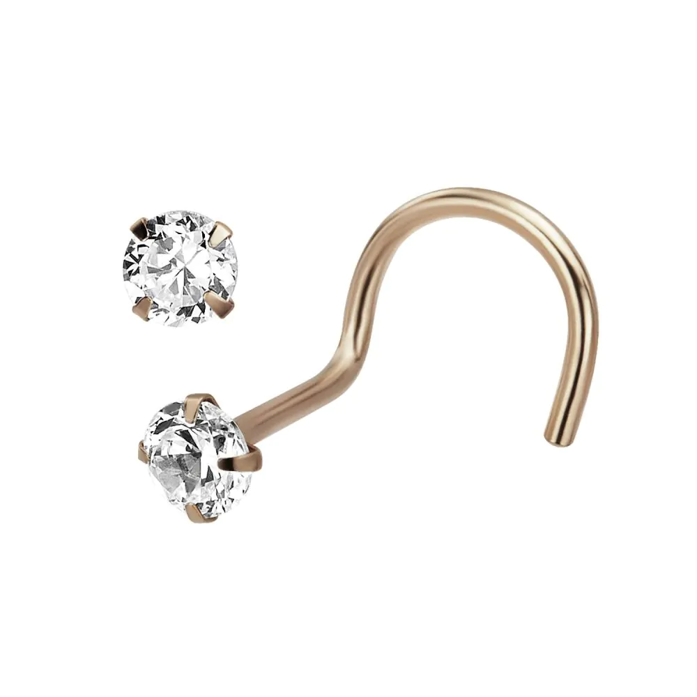 14kt Gold 3mm CZ Prong Top Screw