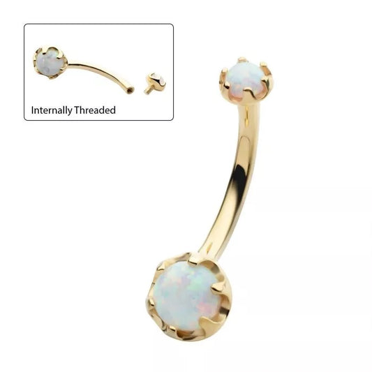 14kt Crown Prong 3mm/5mm Opal Navel