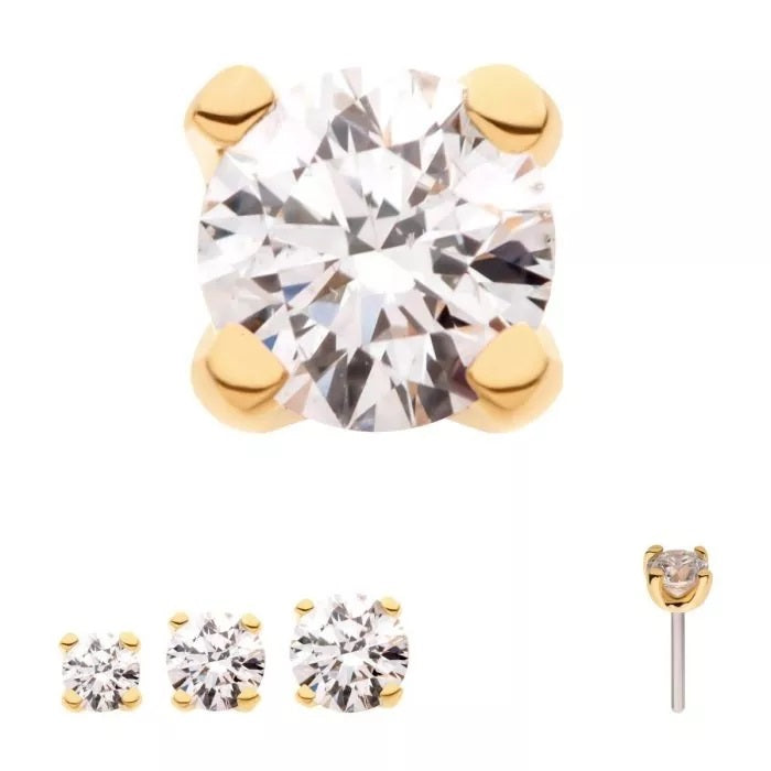 14kt Gold Prong 3mm Genuine Diamond