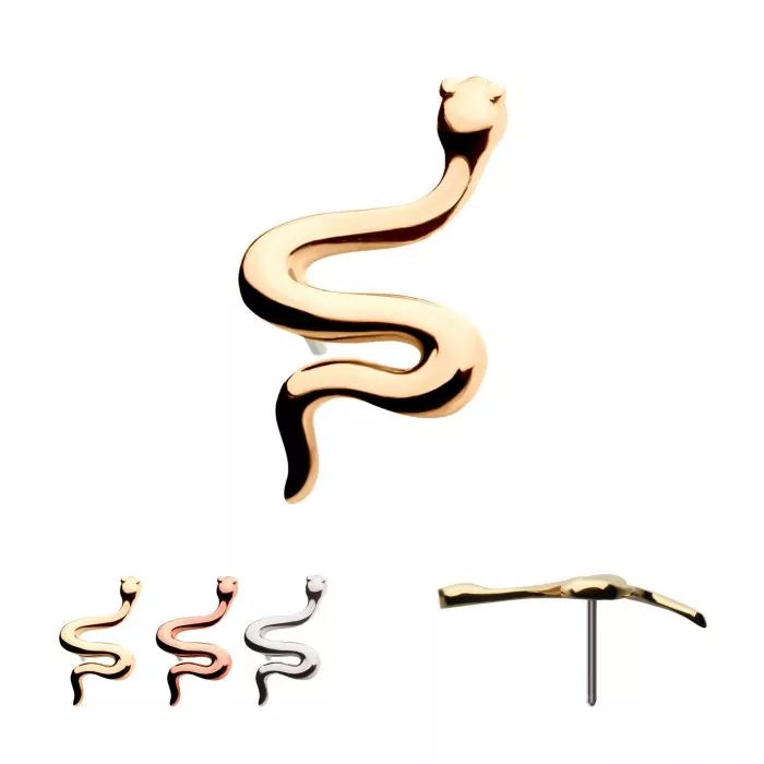14Kt Gold Threadless Snake Top