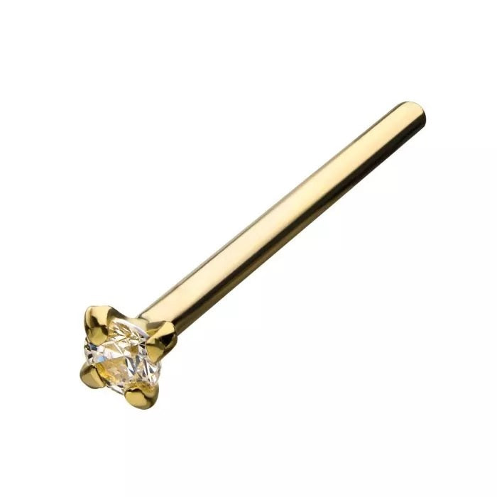 14Kt 18G Prong Gem Bend To Fit Nose Pin
