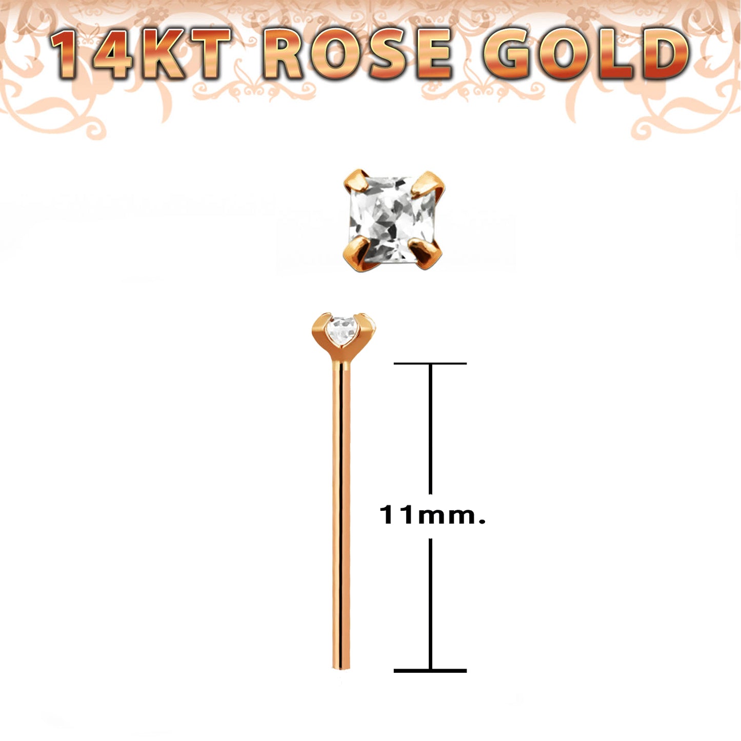 14K Rose Gold Bend Yourself With 2mm Gem