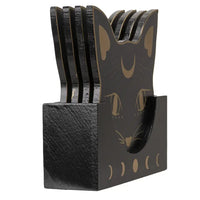 Black Cat Mystic Mog Drink Coasters Set