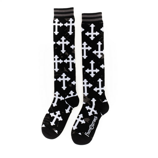 Gothic Crosses Knee High Socks