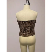 Plus Size Mesh Leopard Print Side Ruched Tube Top