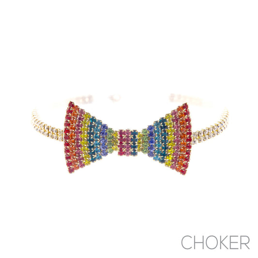 Rainbow Rhinestone Choker
