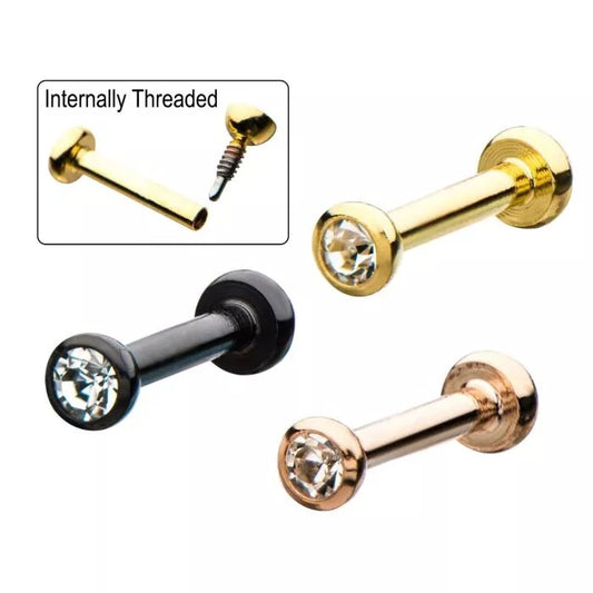 Juego de bisel de 18 g con circonita cúbica.