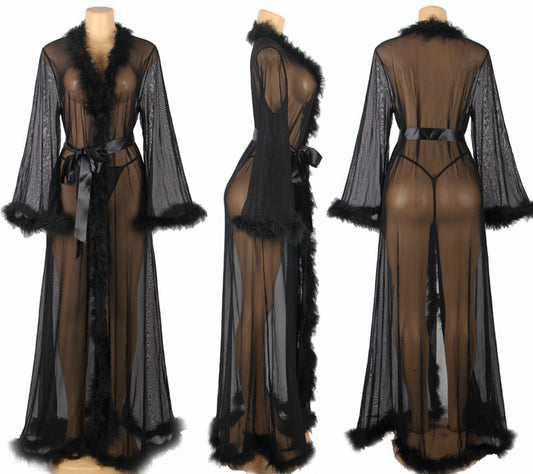 Long Sheer Black Robe
