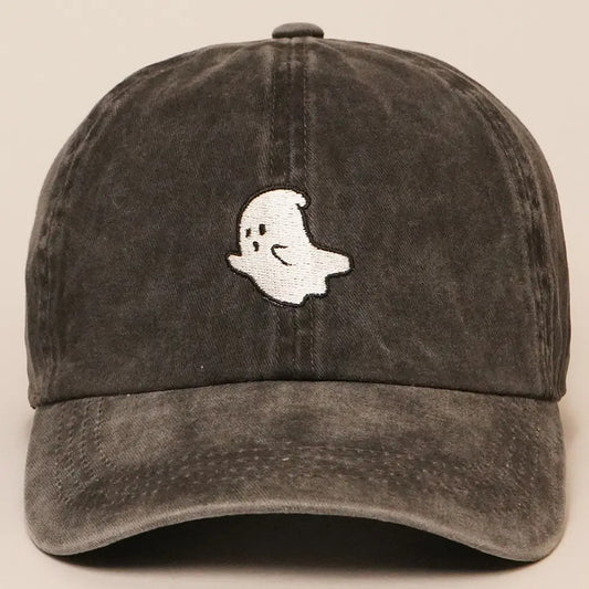 Ghost Embroidered Cotton Baseball Dad Cap