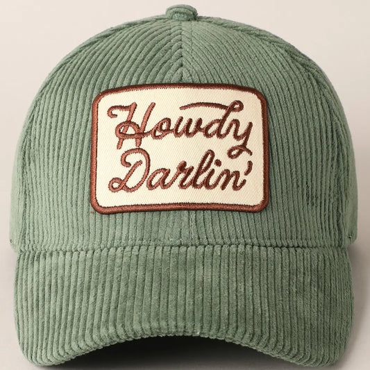 Sage Howdy Darlin' Embroidery Patch Corduroy Cap