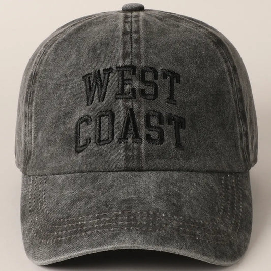 Black West Coast Lettering Embroidery Baseball Cap