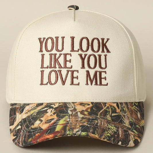 Camo/Brown You Look Like You Love Me Embroidery Trucker