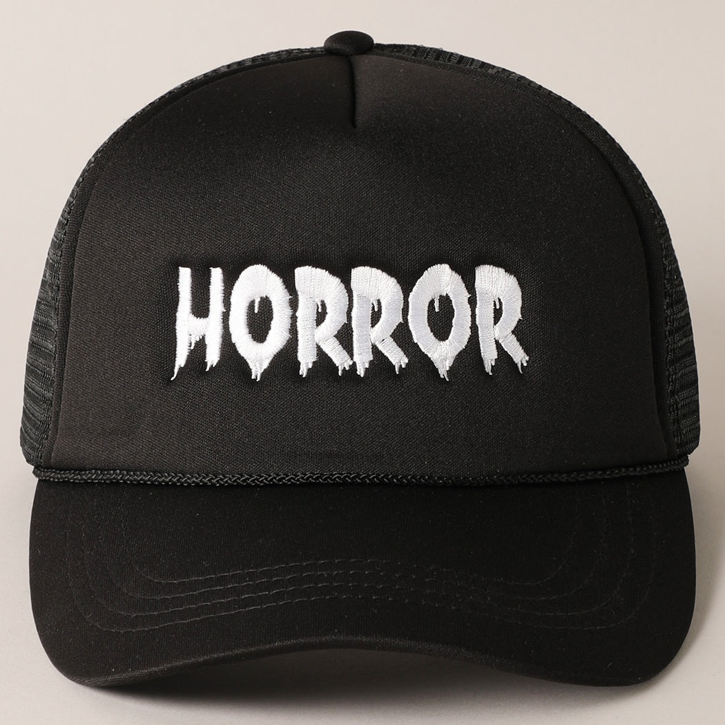 Horror Text Embroidery Halloween Trucker Hat