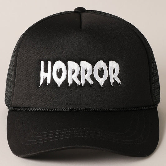 Horror Text Embroidery Halloween Trucker Hat