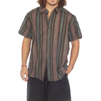 Stripe Button Down Short Sleeve Shirt