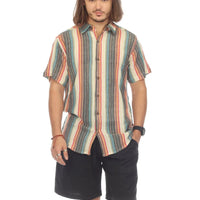 Stripe Button Down Short Sleeve Shirt