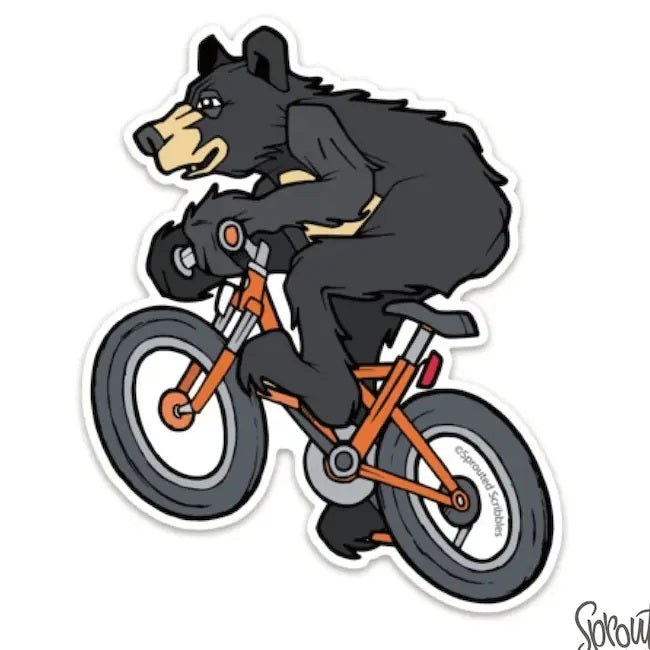 Mountain Biking Bear Sticker