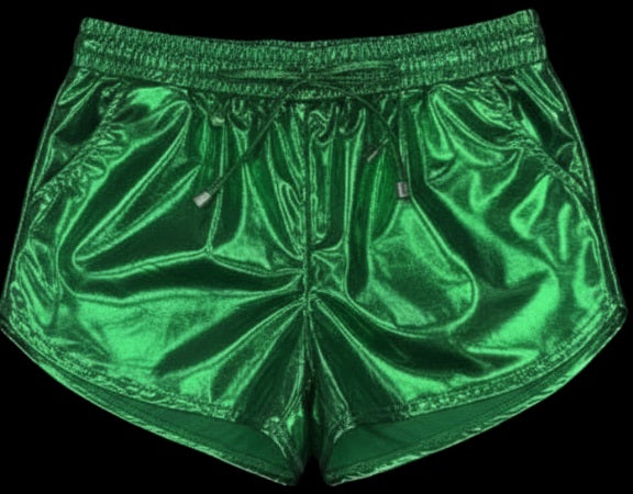 Metallic Drawstring Shorts