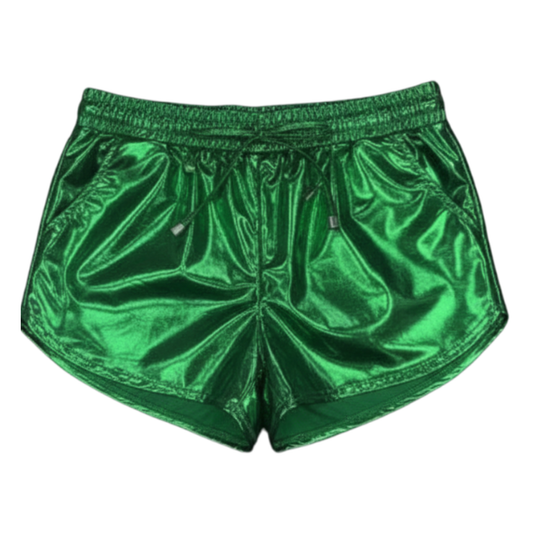 Metallic Drawstring Shorts