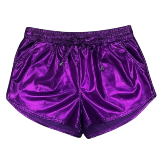 Metallic Drawstring Shorts