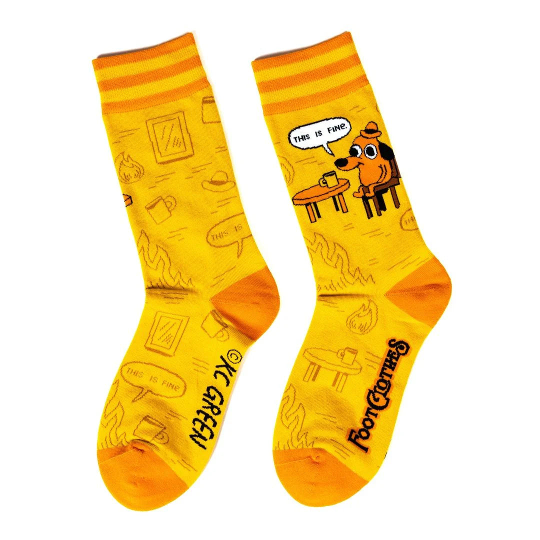 This Is Fine Ironic Edition Crew Socks